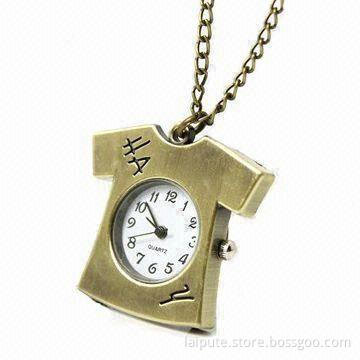 Pendant Watch in Cloth Shape, with Imported Quartz Movement, Copper Watch Case and CE/RoHS Marks